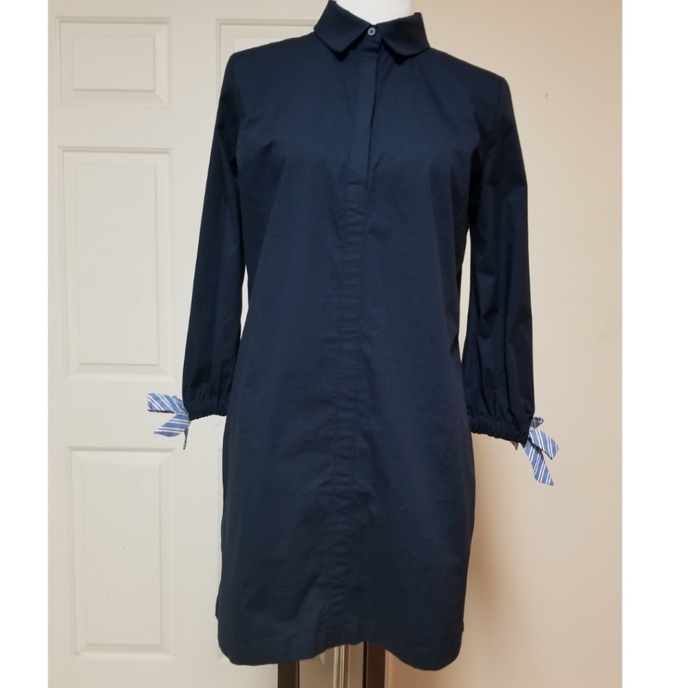 🆕️⬇️Heyton Navy Button Front Dress With Tie Cuff